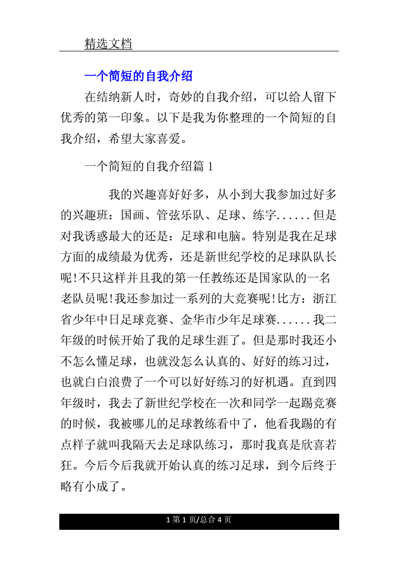 一个简短的自我介绍