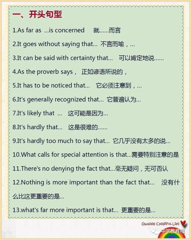 初中英语句式