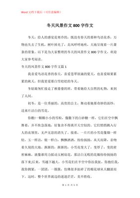 冬天作文800字