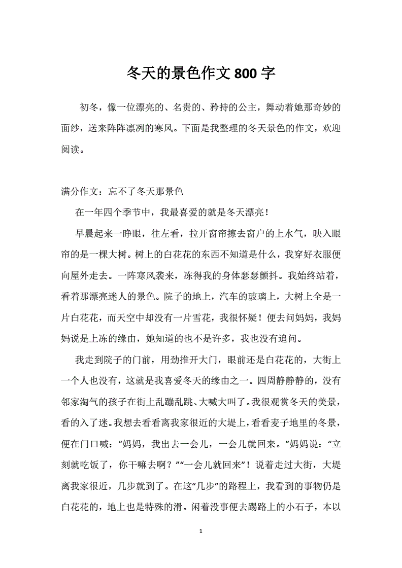 冬天作文800字