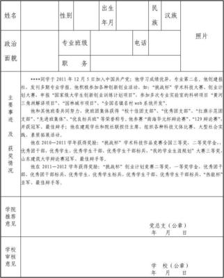 优秀学生审批表