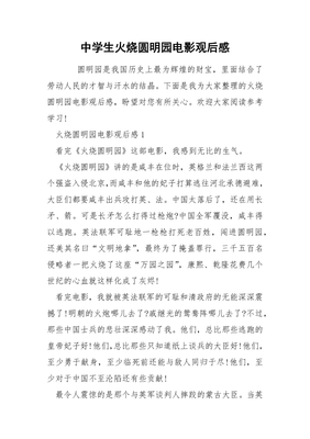 火烧圆明园的观后感
