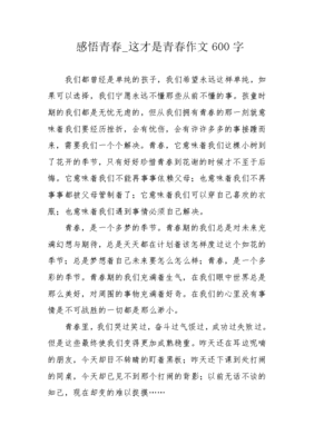 青春感悟作文600字