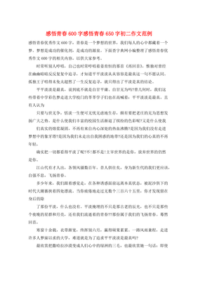青春感悟作文600字
