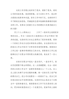 员工个人工作感想