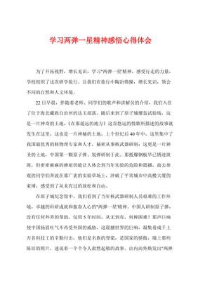 两弹一星精神心得体会