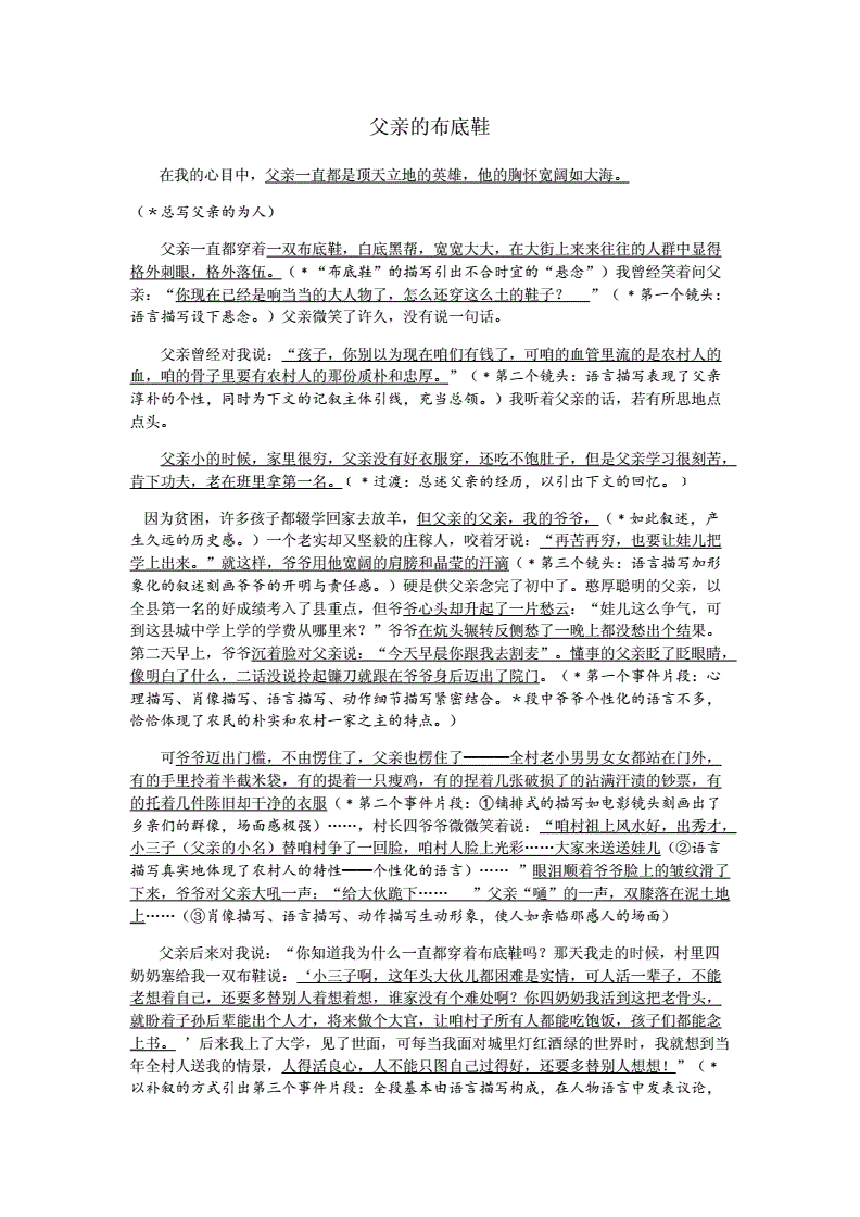 记叙文加批注