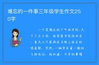 难忘的一件事250字
