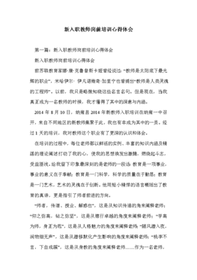 新入职教师培训心得体会
