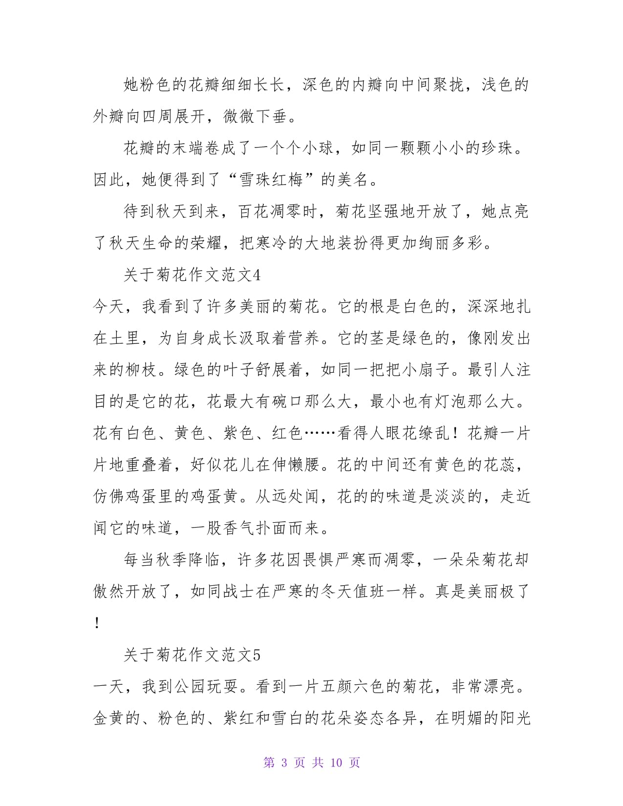 菊花作文100字