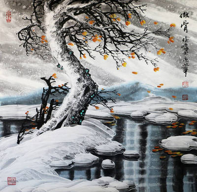 冬天的景色画