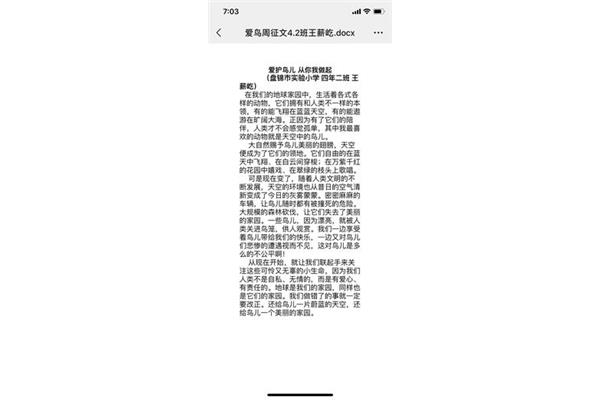 爱鸟护鸟征文