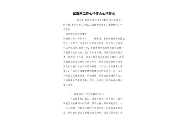 试用期工作感想